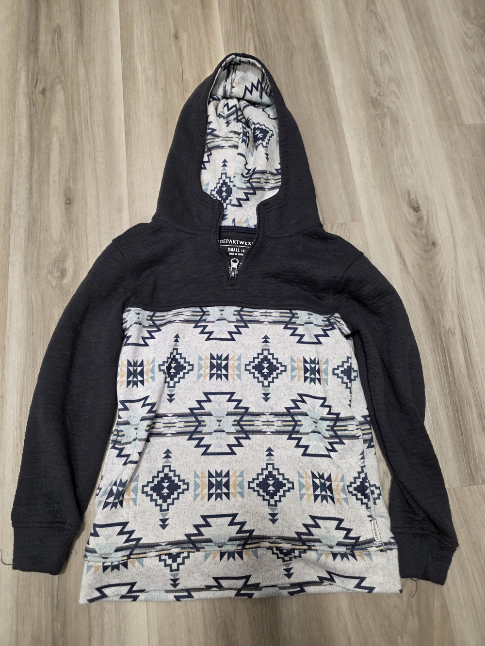Buckle Kids Black Hooded Aztec-Print Pullover by Departwest